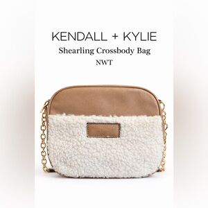 Kendall & Kylie Shearling Crossbody Bag in Tan and Cream NWT